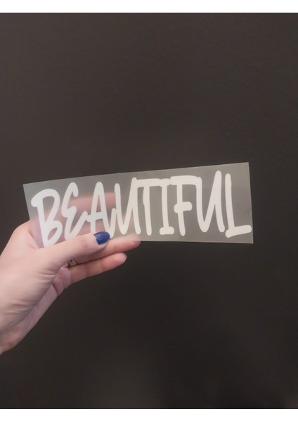 Ütü Ile Yapışan Beyaz Yazılın Beautıful Transfer Baskı Arma 18X5 cm