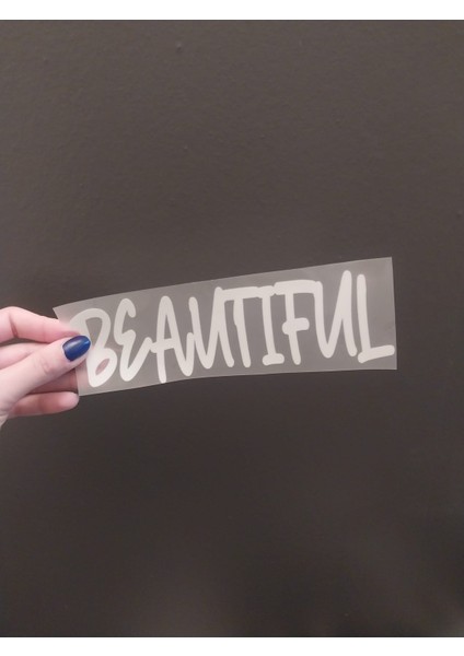 Ütü Ile Yapışan Beyaz Yazılın Beautıful Transfer Baskı Arma 18X5 cm modelleri