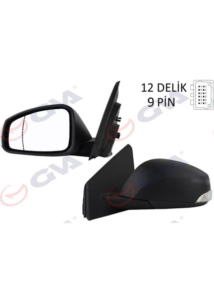 1011320 - Dış Dikiz Aynası Sol Megane-Fluence 08 Elektrikli Isıtmalı Sinyalli Sensörlü Asferik 9 Fiş VM-6138EHSAL