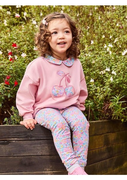 Kız Çocuk Baskılı 3 Iplik Pamuklu Kumaş Alt Üst Takım
