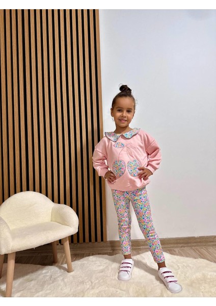 Kız Çocuk Baskılı 3 Iplik Pamuklu Kumaş Alt Üst Takım modelleri