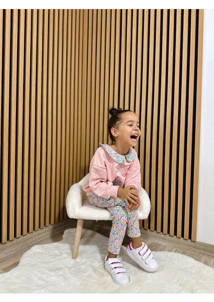 Kız Çocuk Baskılı 3 Iplik Pamuklu Kumaş Alt Üst Takım fırsatları