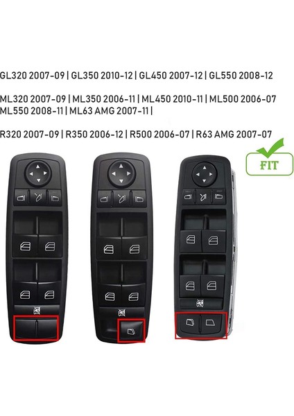 Mercedes-Benz ml Gl R Sınıfı W164 X164 W251 Power Penceresi Anahtarı Onarım Düğmesi (Yurt Dışından) fırsatları