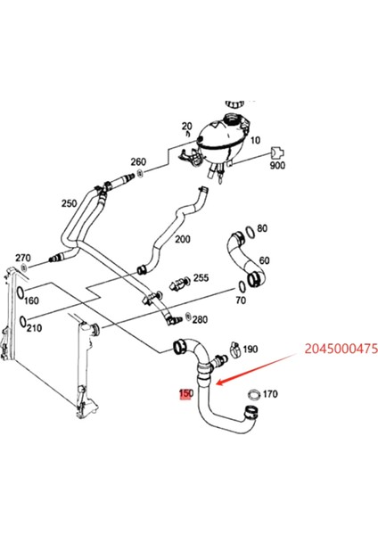 Mercedes Benz C W204 Amg A2045000475 2045000475 Için Yeni Motor Soğutucu Hortum Boru Radyatör Hortumu (Yurt Dışından) modelleri