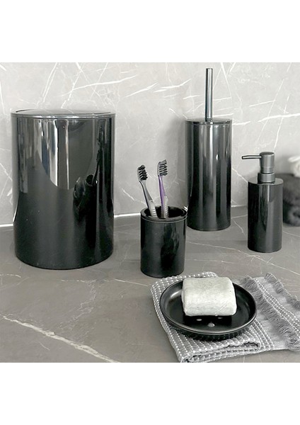 Flores 5 Parça Siyah Banyo Seti Modern Tasarım Plastik Malzeme ile
