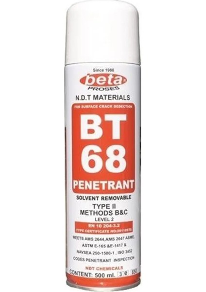 BT68 500 ml Çatlak Muayene Penetrant Sprey fiyatları