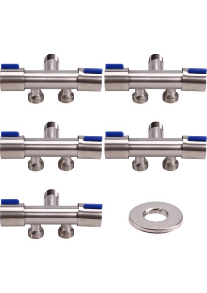 5pcs Çift Kontrol 1 2&#39;de Banyo Tuvalet Açısı Valfi Çamaşır Makinesi Çift Su Bide Açısı Valf Musluğu (Yurt Dışından) fiyatları
