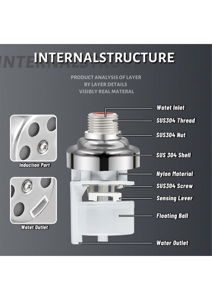 304 Paslanmaz Çelik Tam Otomatik Su Seviyesi Kontrol Şamandıra Vanası, 1/2in 3/4in Otomatik Dolgu Kapat Su Şamandıra Valfi (Yurt Dışından) fiyatları