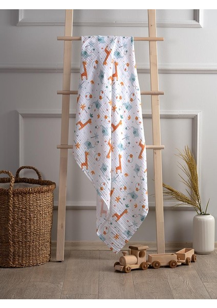 Battaniye - Giraffe - Mavi - 120 x 120 cm