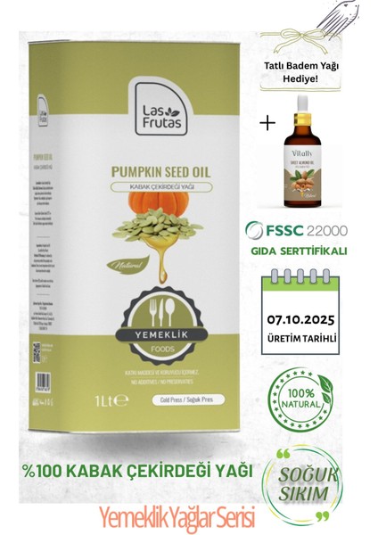 Yemeklik Kabak Çekirdeği Yağı 1 Litre – Soğuk Sıkım, Saf & Doğal