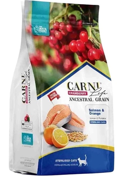 Carni Life Cranberry Ancestral Grain Yetişkin Kedi Somon & Portakal Kısırlaştırılmış 10+2 Kg fiyatları