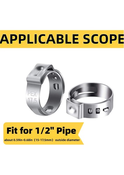 60PCS 1/2 Inç Pex Kelepçeleri, Pex Boru Takma Bağlantıları Için Paslanmaz Çelik Tek Kulak Hortum Kelepçeleri (Yurt Dışından) fırsatları