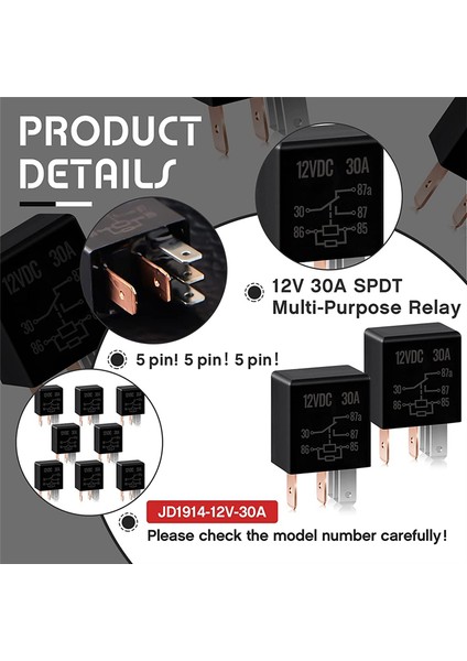 5 Pin Rölesi 12V 30A Röle Çoklu Otomotiv Röle Araç Araç Ağır Hizmet Rölesi Araç Motoru Değiştirme Aksesuarları, 8 Pcs (Yurt Dışından) indirimleri