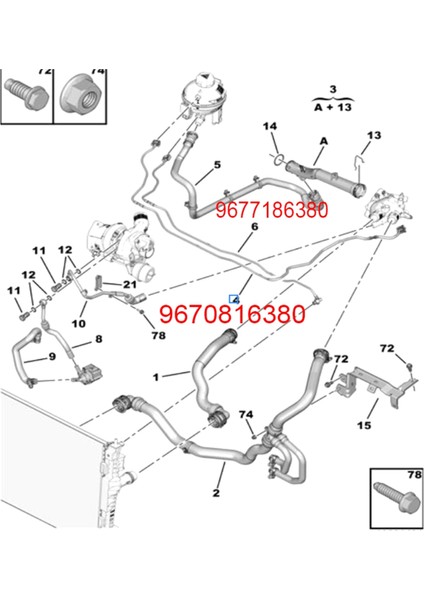 9677186380 Yeni Su Dönüş Hortumu Radyatör Hortumu Peugeot Için 118CM 308 408 4008 5008 Citroen C4 (Yurt Dışından) fiyatları