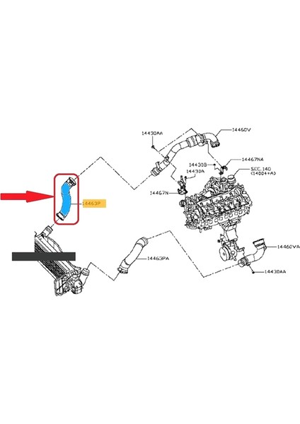Nissan NP300 Kamyonet Için 2.3 Turbo Hava Tüpü Intercooler Sleeve 144634JA0C 14463-4JA1C (Yurt Dışından) indirimleri