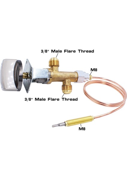 5/8in (3/8in Döner Parlama) Erkek Parlama Gazı Güvenlik Kontrol Vanası Termokupl Montaj Kiti Düşük Basınçlı Propan Ateş Çukuru (Yurt Dışından) fırsatları