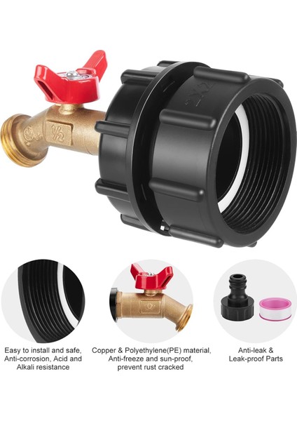 Ibc Tank Adaptörü, 275-330 Galon Için 2.36 Inç Ince Iplik Adaptörü Ibc Tote Tankı, Pirinç Hortum Musluk Valfi ile Tote Takma (Yurt Dışından) fırsatları