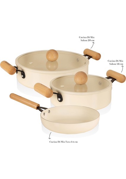 Cucina Di Mia Indüksiyon Tabanlı Seramik Sahan Tava Seti 5 Parça fiyatları