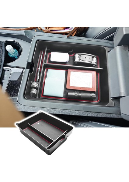 Honda Pilot 2023 2024 Aksesuarları Için Merkez Konsol Organizatörü, Konsol Tepsisi Kolçak Konteyner Saklama Kutusu, Siyah ve Kırmızı (Yurt Dışından) modelleri