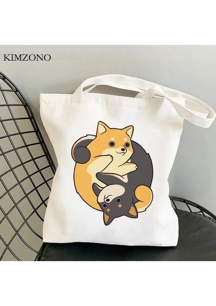 29059 Shiba Inu Alışveriş Çantası Tote Çanta Alışveriş Yeniden Kullanılabilir Alışveriş Eko Çanta Jüt Bolsas Ecologicas Dokuma Kepçe (Yurt Dışından)