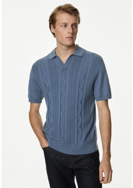 Kısa Kollu Örme Polo Yaka T-Shirt