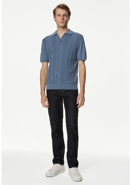 Kısa Kollu Örme Polo Yaka T-Shirt