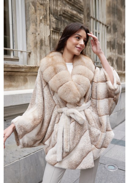 Fleur De Neige Hakiki Kürk Kaban Bej modelleri