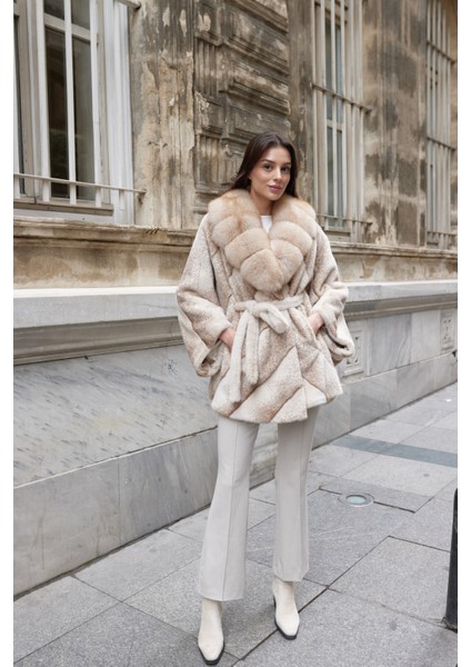 Fleur De Neige Hakiki Kürk Kaban Bej indirimleri