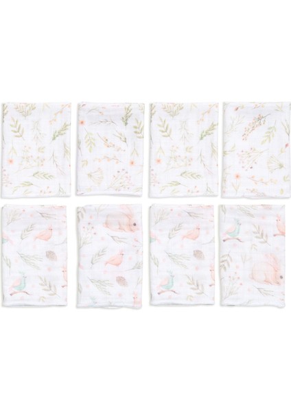8'li Muslin Ağız Bezi - Garden Yeşil - 30 x 30 cm