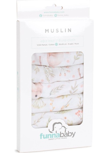 8'li Muslin Ağız Bezi - Garden Yeşil - 30 x 30 cm