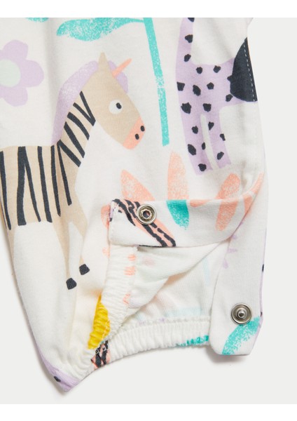 Saf Pamuklu Desenli Askılı Tulum (0-3 Yaş) indirimleri