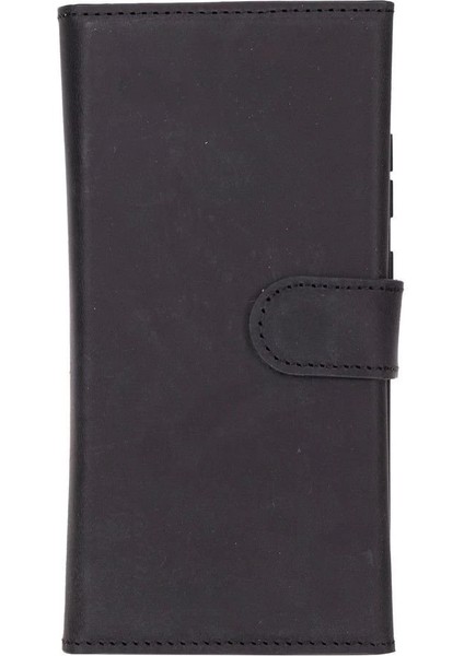 Samsung Galaxy S25 Ultra Uyumlu, Hakiki Deri, El Yapımı, Cüzdanlı Kılıf, Mat Siyah fiyatları