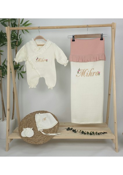 Müslin Yeni Doğan 4katlı Organik %100PAMUK Kişiye Özgü Nakışlı Hastane Çıkış Seti (Papatya Model-11) fiyatları
