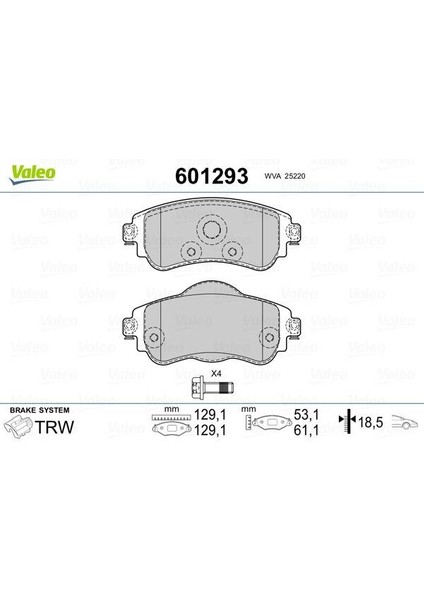9001175 - Ön Fren Balatası Cıtroen C4 B7 1.4 Vtı 09 C4 1.6 Hdı 11/2009 Ds4 1.6 Hdı 1. 4.2011 Fte Kırmızı Kutu