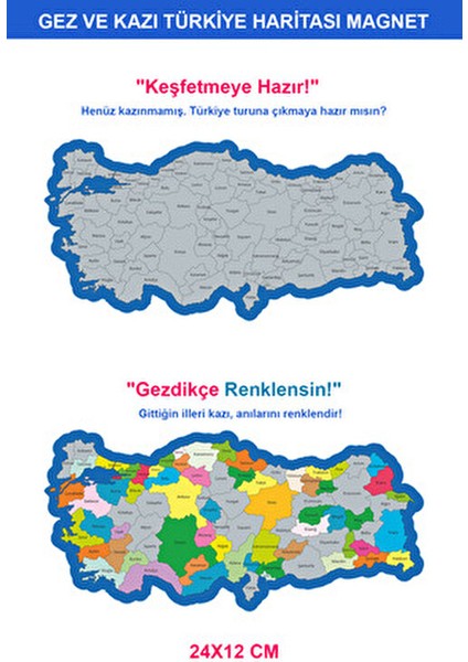 Türkiye Haritası Magnet 24x12 cm Renkli Tasarım ile Eğlenceli Anılar indirimleri
