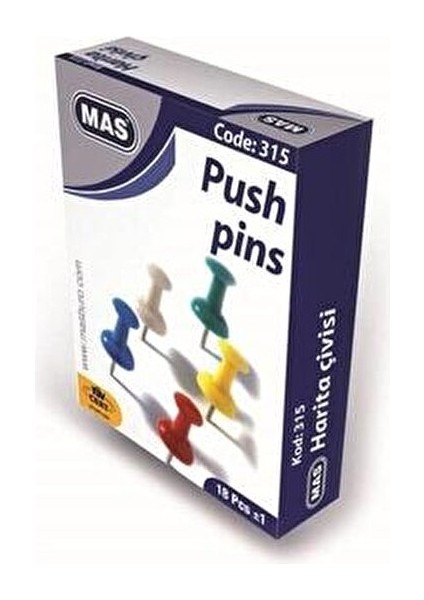 Harita Çivisi Renkli Push Pins 18 Adet 315 Kodlu Çeşitli Renklerde Kullanıma Uygun