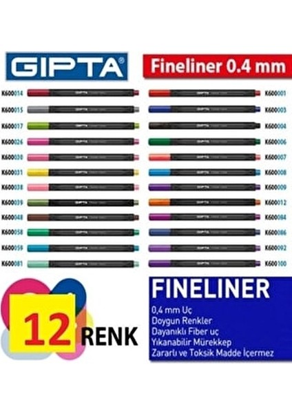 Fineliner Kalem 0,4 Mm 12 Renkli Üçgen Tasarım Dayanıklı Fiber Uçlu Kalem Seti modelleri