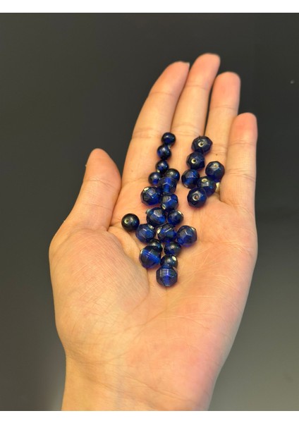 25 Adet 2 Farklı Boy Lacivert Cam Delikli Boncuk 1 cm 0,60 cm fiyatları