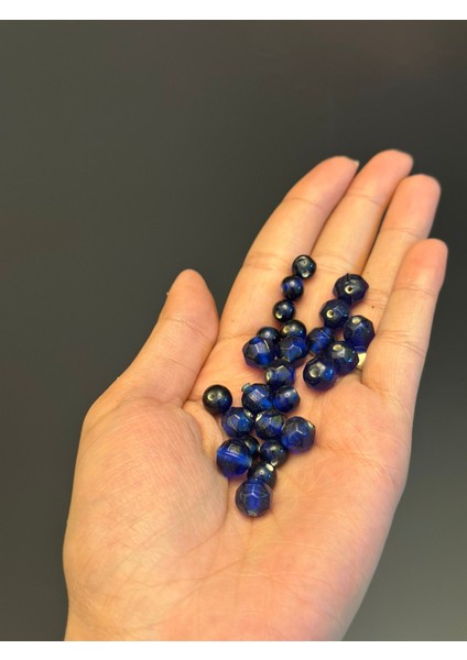 25 Adet 2 Farklı Boy Lacivert Cam Delikli Boncuk 1 cm 0,60 cm fırsatları