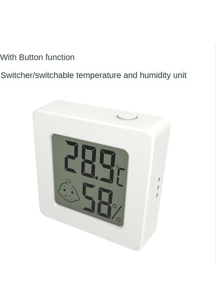 Mini LCD Dijital Termometre Higometre Sıcaklık Ölçer Nem Sensörü Hava Istasyonu Düğmesi Pil Beyaz ile Set (Yurt Dışından) indirimleri