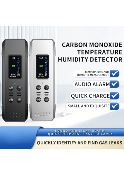 Taşınabilir Elektrokimyasal Sensör Co Test Merkezi LCD Ekran Ppm Dedektörü Sesli Işık Alarmı ve Düşük Pil Hatırlatıcı Siyah (Yurt Dışından) modelleri