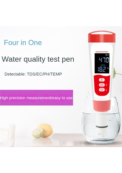 Ph Metre, Dijital 4 In 1 Ph Ec Tds Su Hidroponikleri Için Sıcaklık Ölçer, Su Geçirmez ve Ec Ppm Laboratuvar Için Su Test Cihazı (Yurt Dışından) modelleri