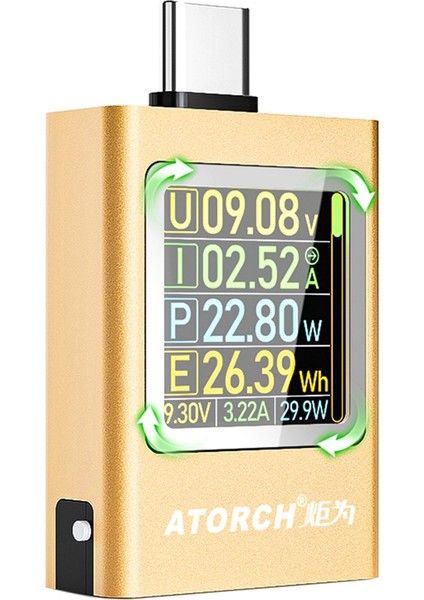 Atorch AT085 Dc 4.5-50V Pd3.1 Dijital Ekran Voltajı Ampermetre Bankası Ölçer C Cep Telefonu Şarj Cihazı Tft G-Sensör Test Cihazı (Yurt Dışından)
