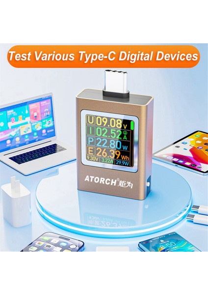 Atorch AT085 Dc 4.5-50V Pd3.1 Dijital Ekran Voltajı Ampermetre Bankası Ölçer C Cep Telefonu Şarj Cihazı Tft G-Sensör Test Cihazı (Yurt Dışından) modelleri