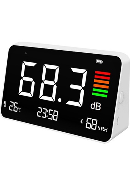Desibel Metre, Dijital Ses Seviyesi Metre 30-130DB, LED Ekran Masaüstü Gürültü Süresi Sıcaklık Nem Ölçer (Yurt Dışından)