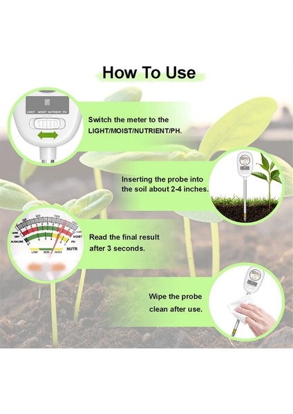 4&#39;ü 1 Arada Toprak Nemi Ölçer Bitki Nem Metre Bahçe/çiftlik/iç Mekan ve Açık Bitkiler Için Toprak Su Ölçer (Yurt Dışından) fırsatları