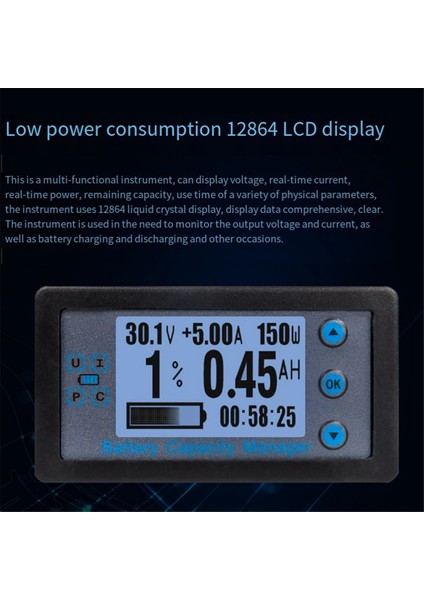 VA9210 120V 200A Dijital Voltmetre Ammetre Pil Kapasite Göstergesi Salonu Coulomb Metre Test Cihazı Güç Dedektörü (Yurt Dışından)
