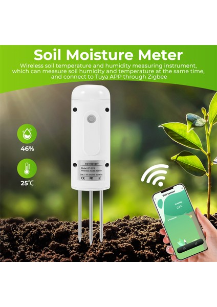 Tuya Zıgbee Kablosuz Toprak Nemi Ölçer Sıcaklık Nem Test Cihazı Bitki Monitörü IP67 Bahçe Için Su Geçirmez Dedektörü (Yurt Dışından) fırsatları