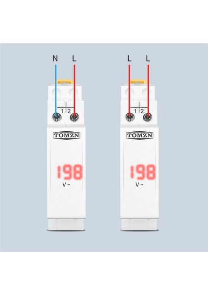 Tomzn Din Ray Tek Faz Voltaj Ölçer Ac 40-500V Modüler Voltmetre Gösterge LED Dijital Ekran Voltmetre, Beyaz (Yurt Dışından) indirimleri