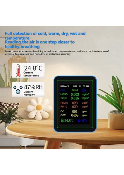 Tuya Wifi 12 In 1 Hava Kalitesi Monitörü Çok Fonksiyonlu Pm2.5 Aqı PM1O Hcho Tvoc Co Co2 Ekranlı Hava Dedektörü Siyah (Yurt Dışından) fırsatları